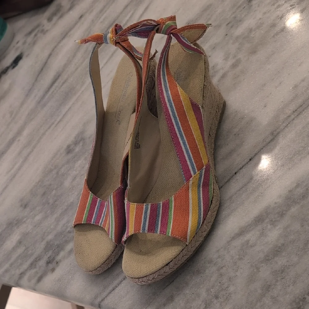 Coldwater Creek Colorful Striped Espadrilles